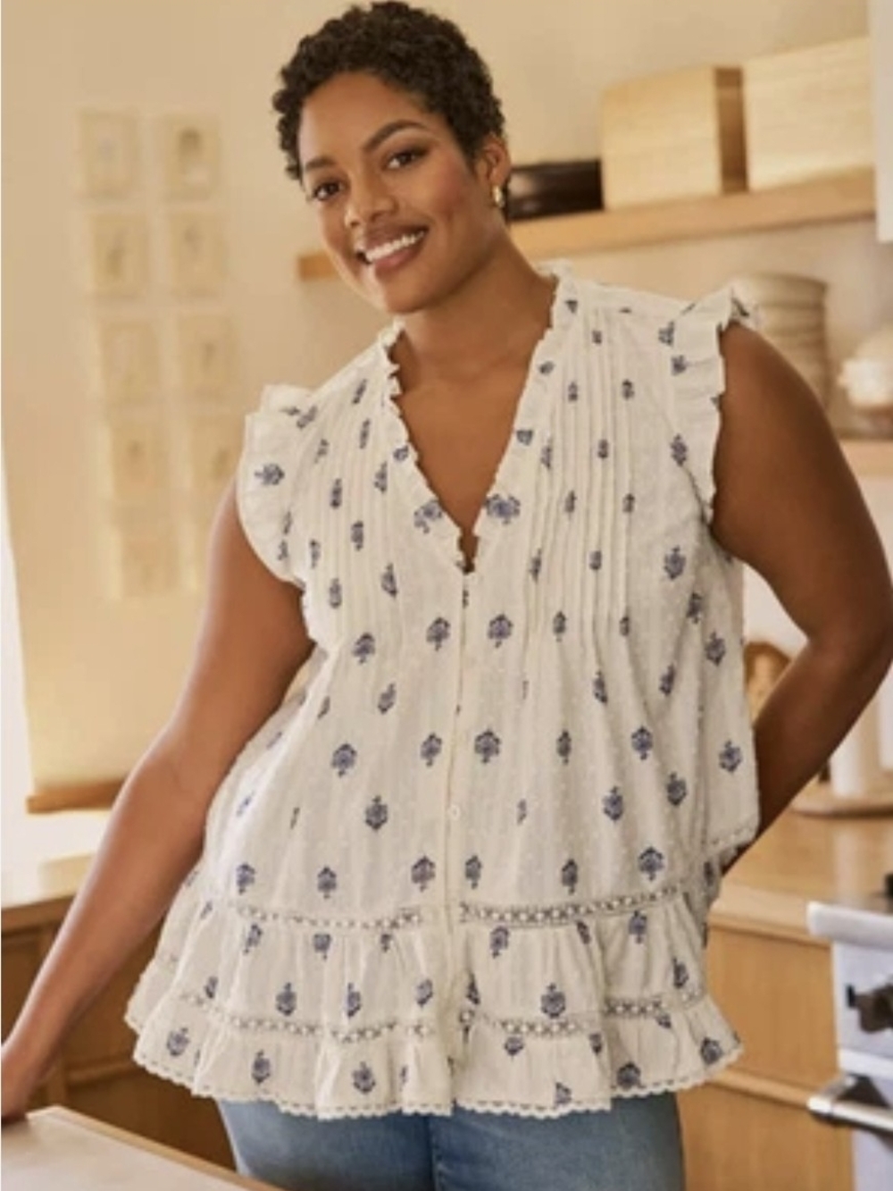 Torrid Belle Isle Pintuck Ruffle Top
